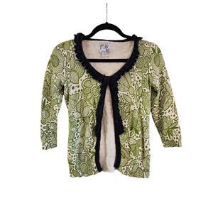 Anthropologie Tabitha forest whimsy floral ruffle sweater  Size xs